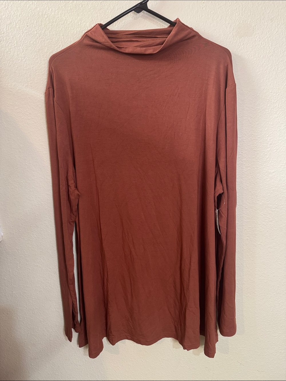 Amazon Essentials Long Sleeve Mock Neck Top - Rust Brown